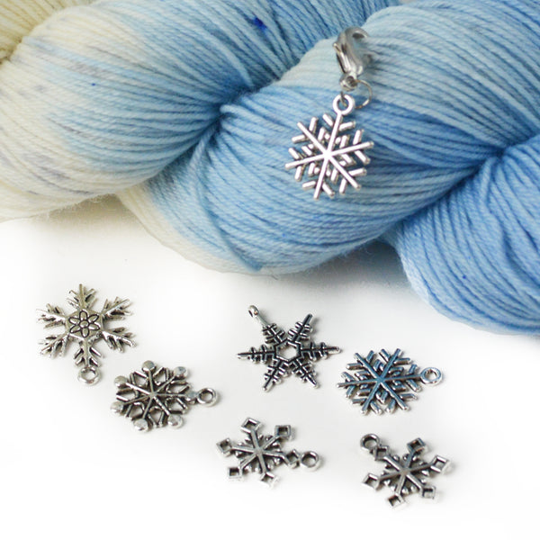 winter snowflake stitch marker for knitting and crochet