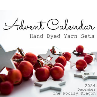 hand dyed yarn advent calendar mini skein sets kits in fingering weight, dk weight, and worsted weight 20g and 10g skeins