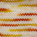 knit swatch hand dyed wool yarn white with a yellow orange gradient mixtape music collection big yellow taxi song Joni Mitchell themed