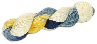 navy, blue, yellow, and cream hand dyed yarn for knitting and crochet from the mixtape collection
