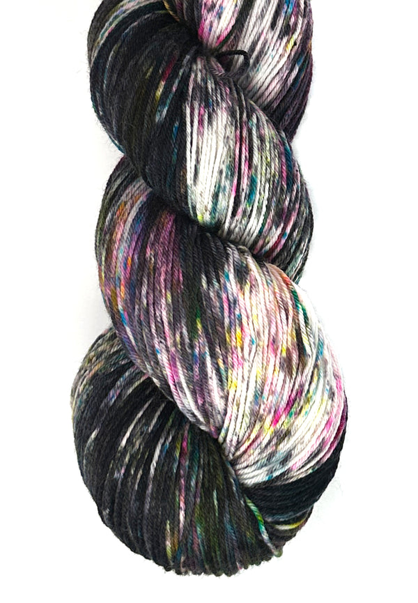 bright, graffiti-ish Multicolored wool skein  from the Mixtape collection of hand dyed yarn for knitting and crochet