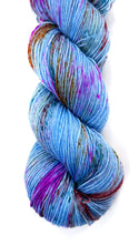 hand dyed yarn blue with speckles choo choo choose me from The Simpsons valentine
