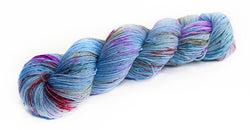 hand dyed yarn blue with speckles choo choo choose me from The Simpsons valentine