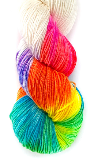 hand dyed wool yarn white and neon rainbow the most toys star trek themed colors for knitting and crochet