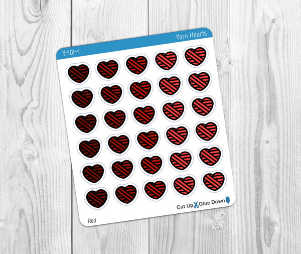 Yarn Heart Stickers - Multiple Color Choices - The Woolly Dragon